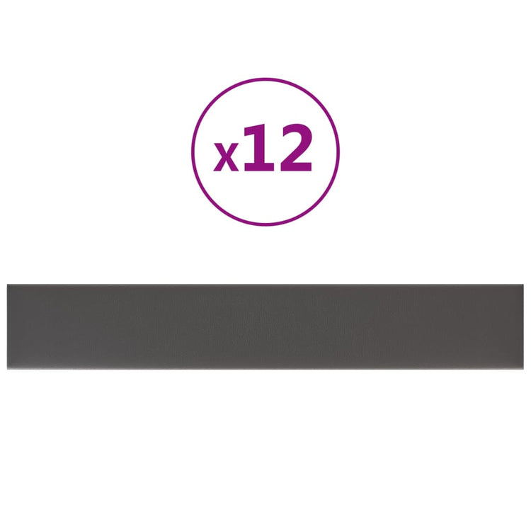 Panneaux muraux Vidaxl 12 st 1,62 m² 90x15 cm en cuir artificiel gris