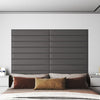 Panneaux muraux Vidaxl 12 st 1,62 m² 90x15 cm en cuir artificiel gris