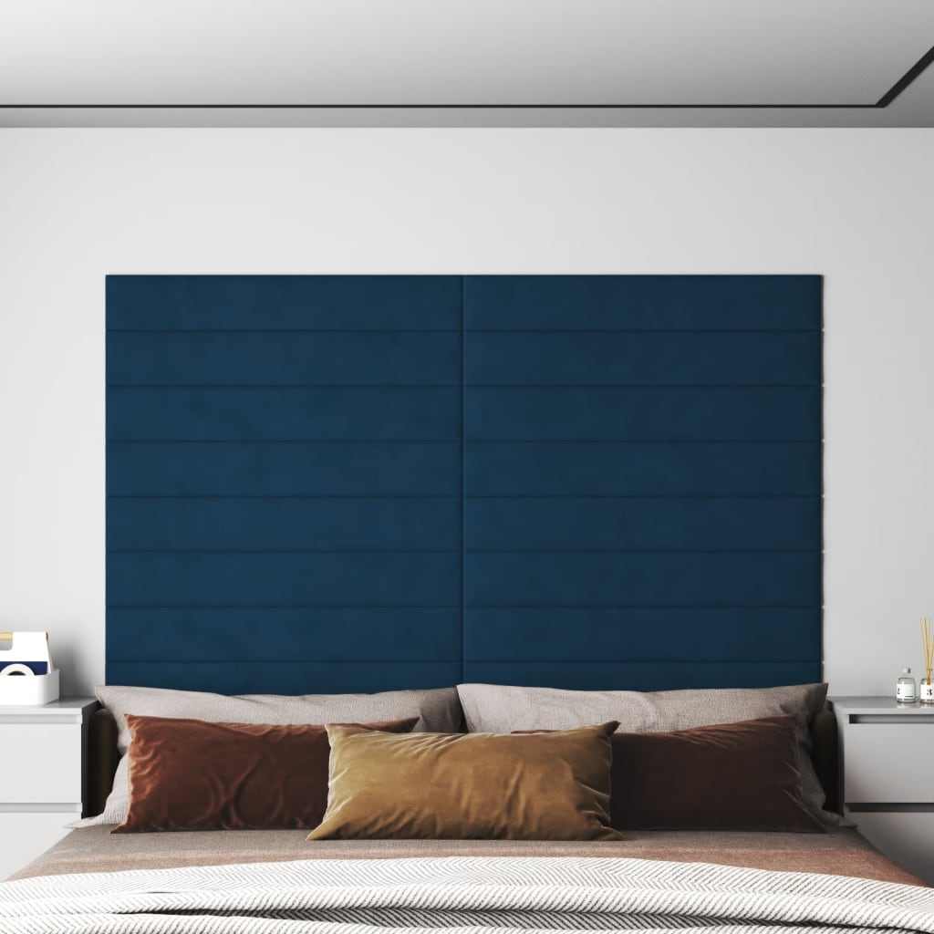 Panneaux muraux vidaxl 12 st 1,62 m² 90x15 cm en velours bleu
