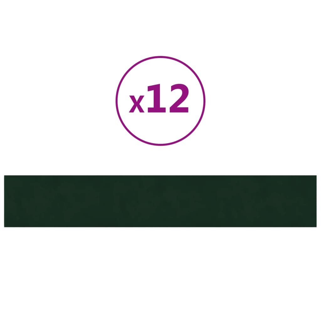 Panneaux muraux vidaxl 12 st 1,62 m² 90x15 cm en velours vert foncé