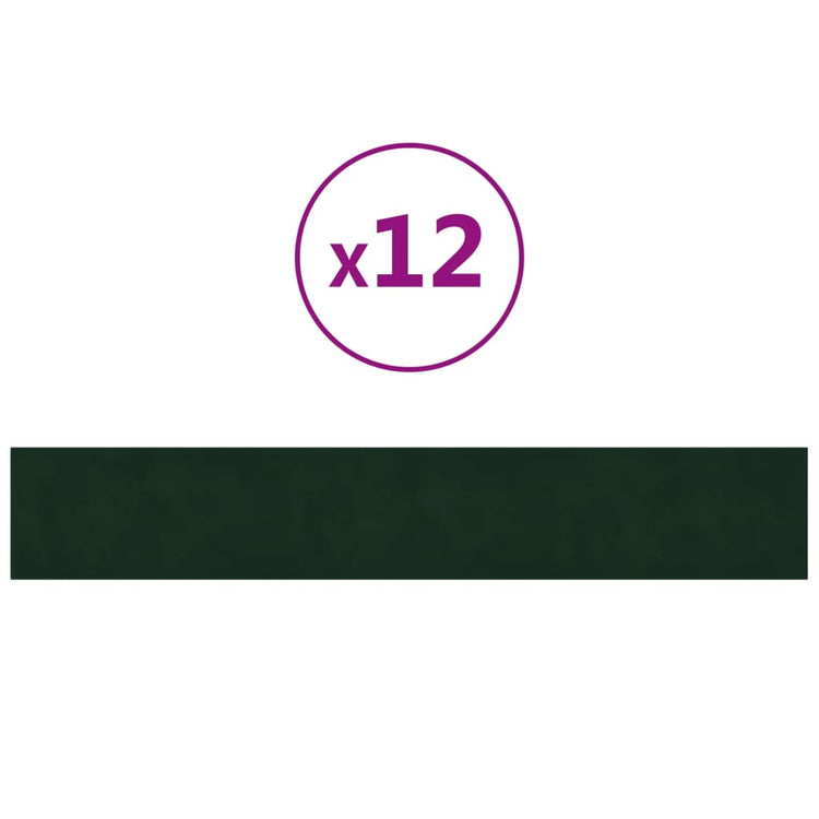 Panneaux muraux vidaxl 12 st 1,62 m² 90x15 cm en velours vert foncé