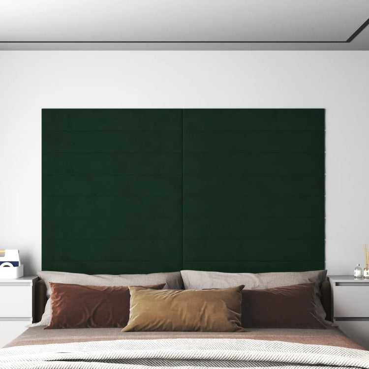 Panneaux muraux vidaxl 12 st 1,62 m² 90x15 cm en velours vert foncé