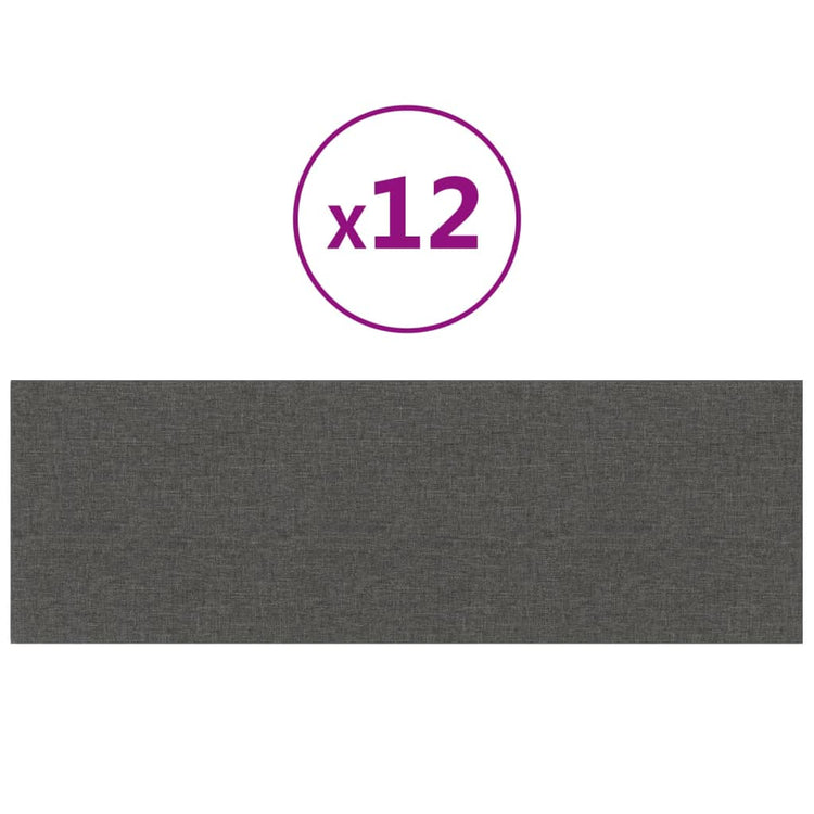 Panneaux muraux vidaxl 12 ST 3,24 m² 90x30 cm tissu gris foncé