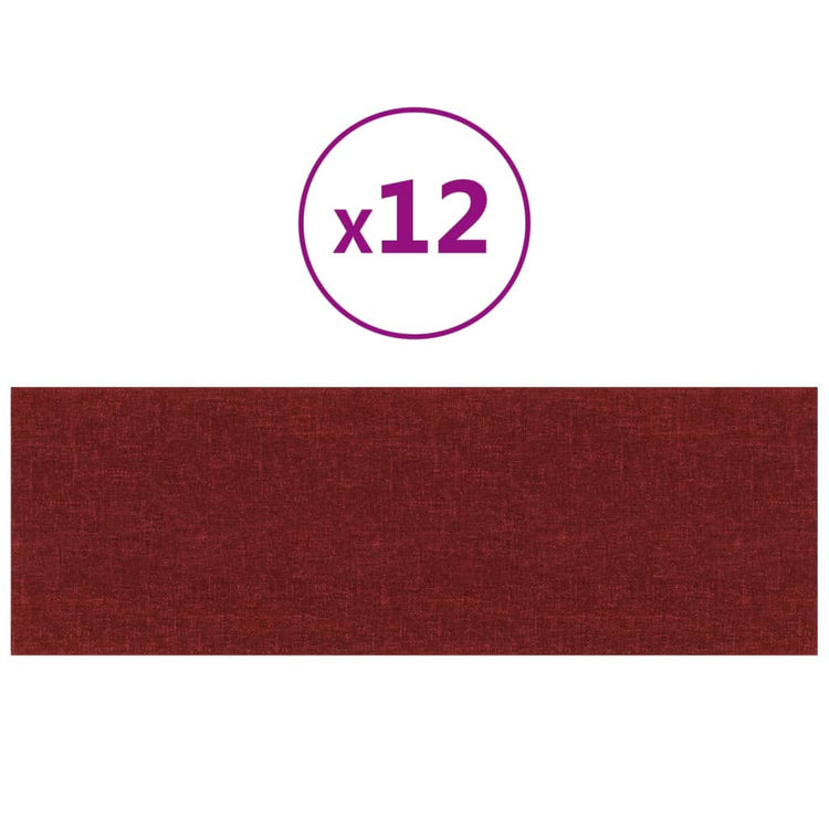 Panneaux muraux Vidaxl 12 ST 3,24 m² 90x30 cm Vin de tissu rouge