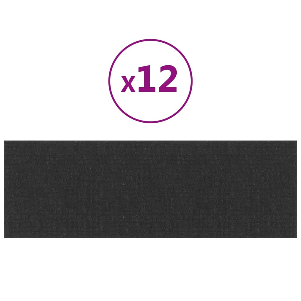 Panneaux muraux vidaxl 12 ST 3,24 m² 90x30 cm Tissu noir