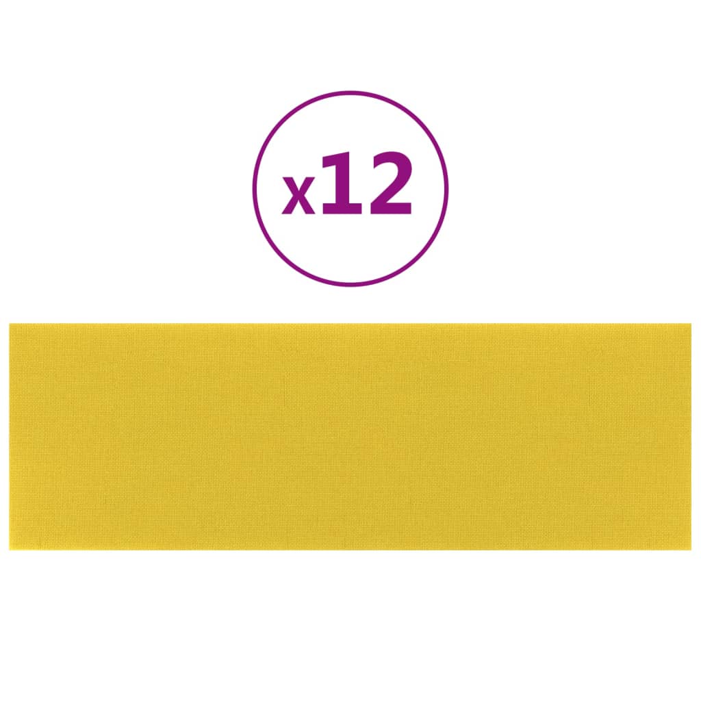 Panneaux muraux Vidaxl 12 ST 3,24 m² 90x30 cm Tissu jaune clair