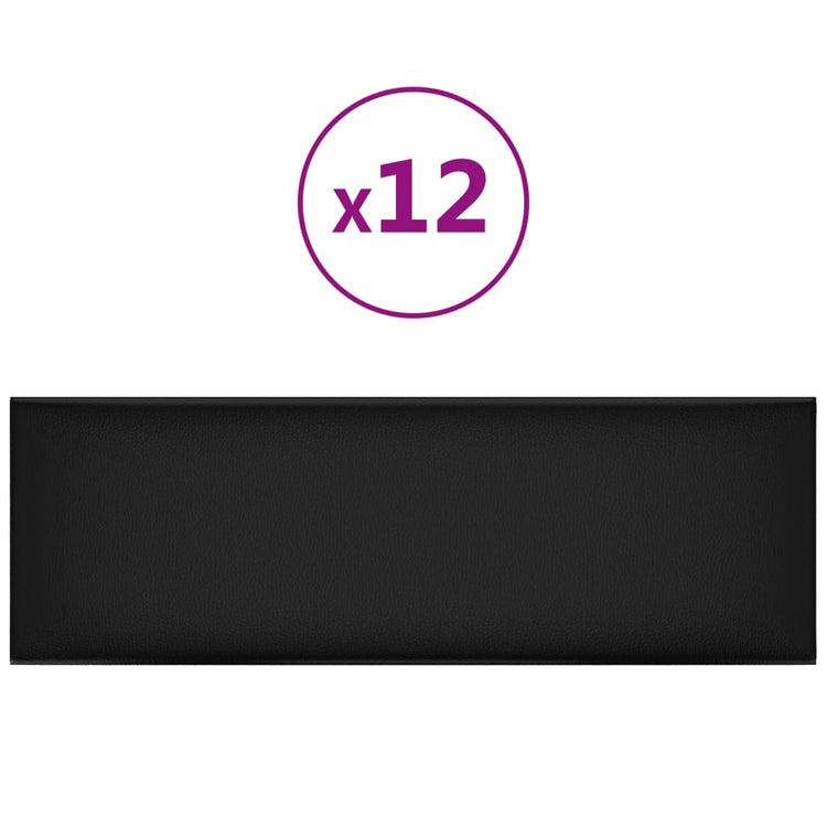 Panneaux muraux vidaxl 12 st 3,24 m² 90x30 cm en cuir artificiel noir