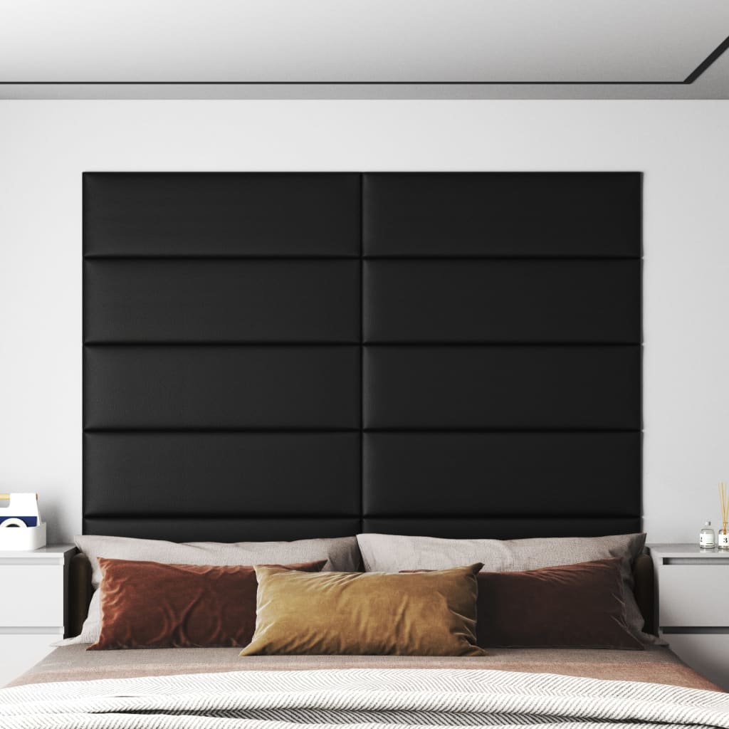 Panneaux muraux vidaxl 12 st 3,24 m² 90x30 cm en cuir artificiel noir