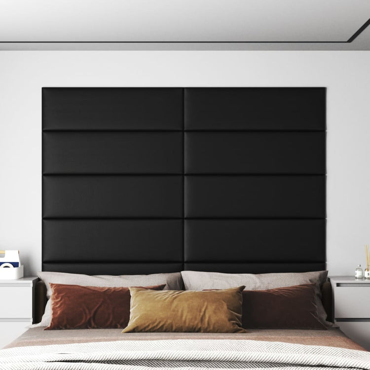 Panneaux muraux vidaxl 12 st 3,24 m² 90x30 cm en cuir artificiel noir