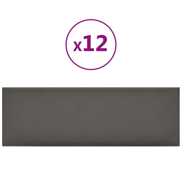 Panneaux muraux Vidaxl 12 st 3,24 m² 90x30 cm en cuir artificiel gris