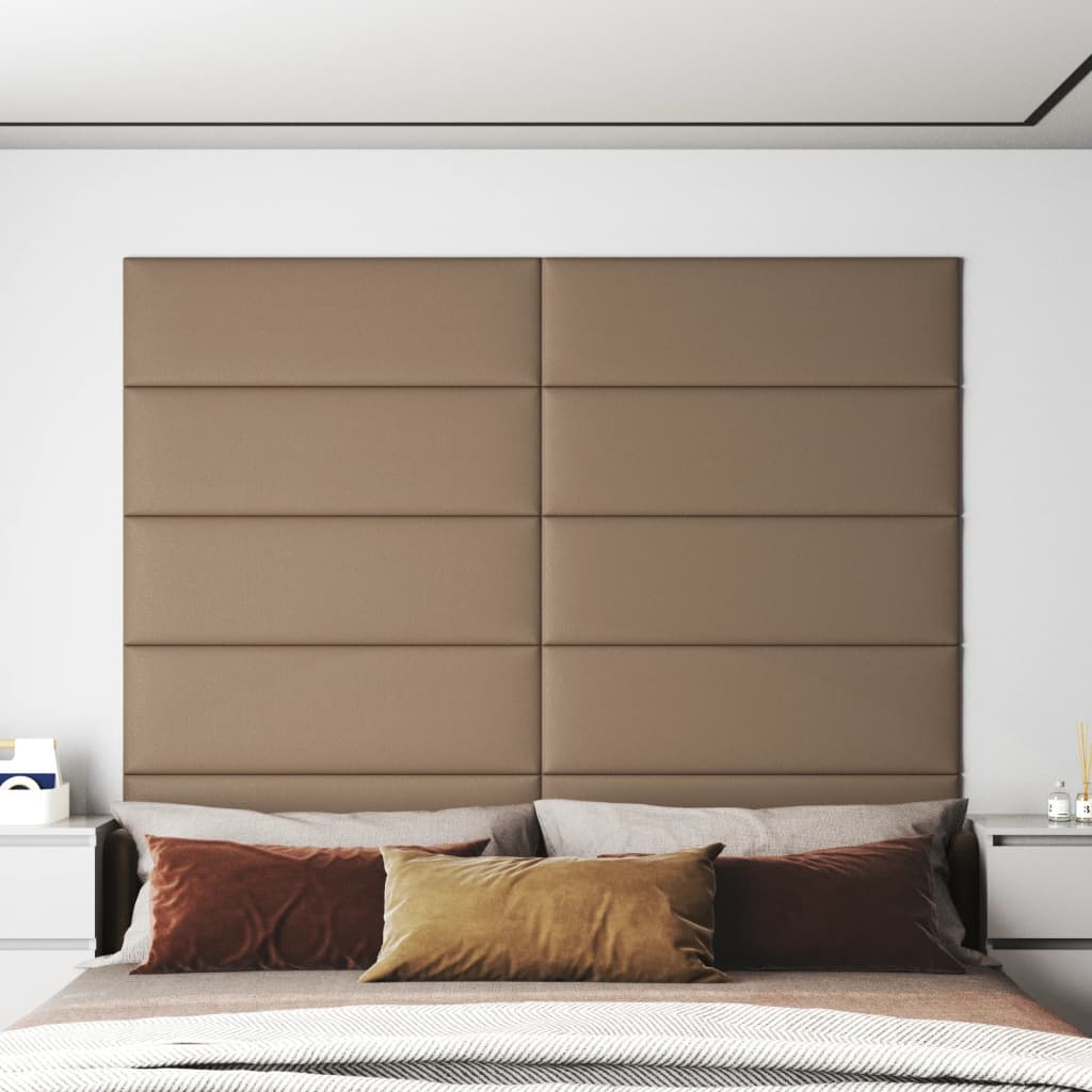 Panneaux muraux Vidaxl 12 PC 3,24 m² 90x30 cm Cappuccinocolide en cuir d'art