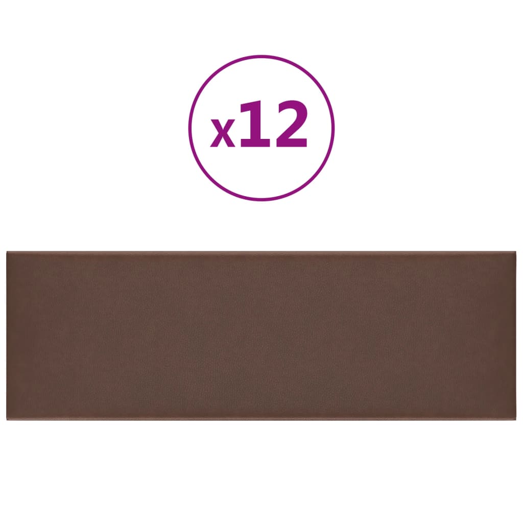 Panneaux muraux vidaxl 12 st 3,24 m² 90x30 cm en cuir artificiel marron