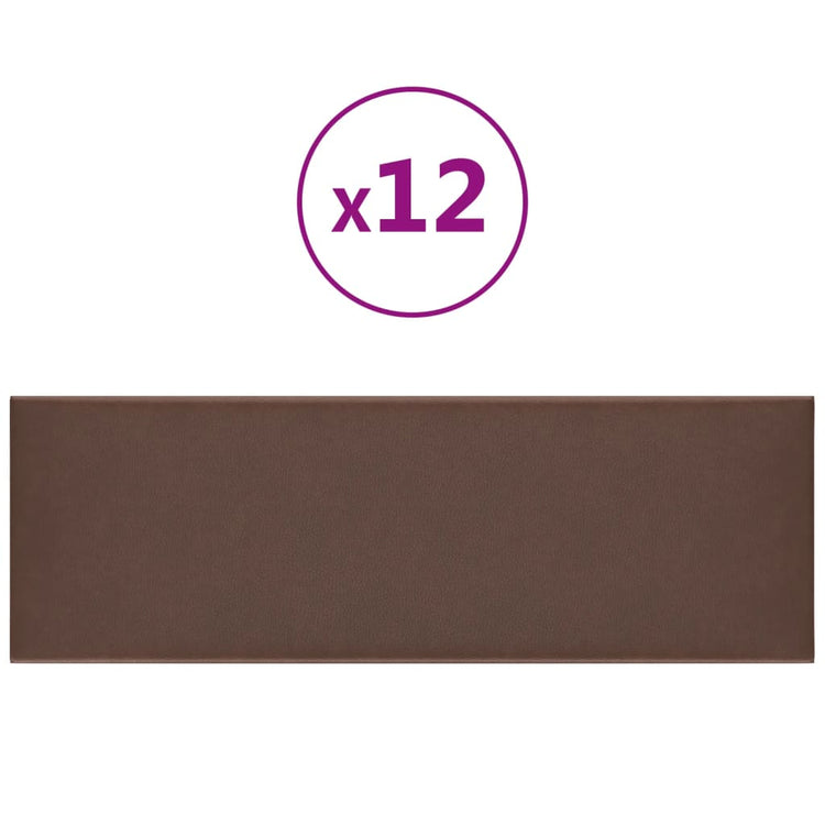 Panneaux muraux vidaxl 12 st 3,24 m² 90x30 cm en cuir artificiel marron