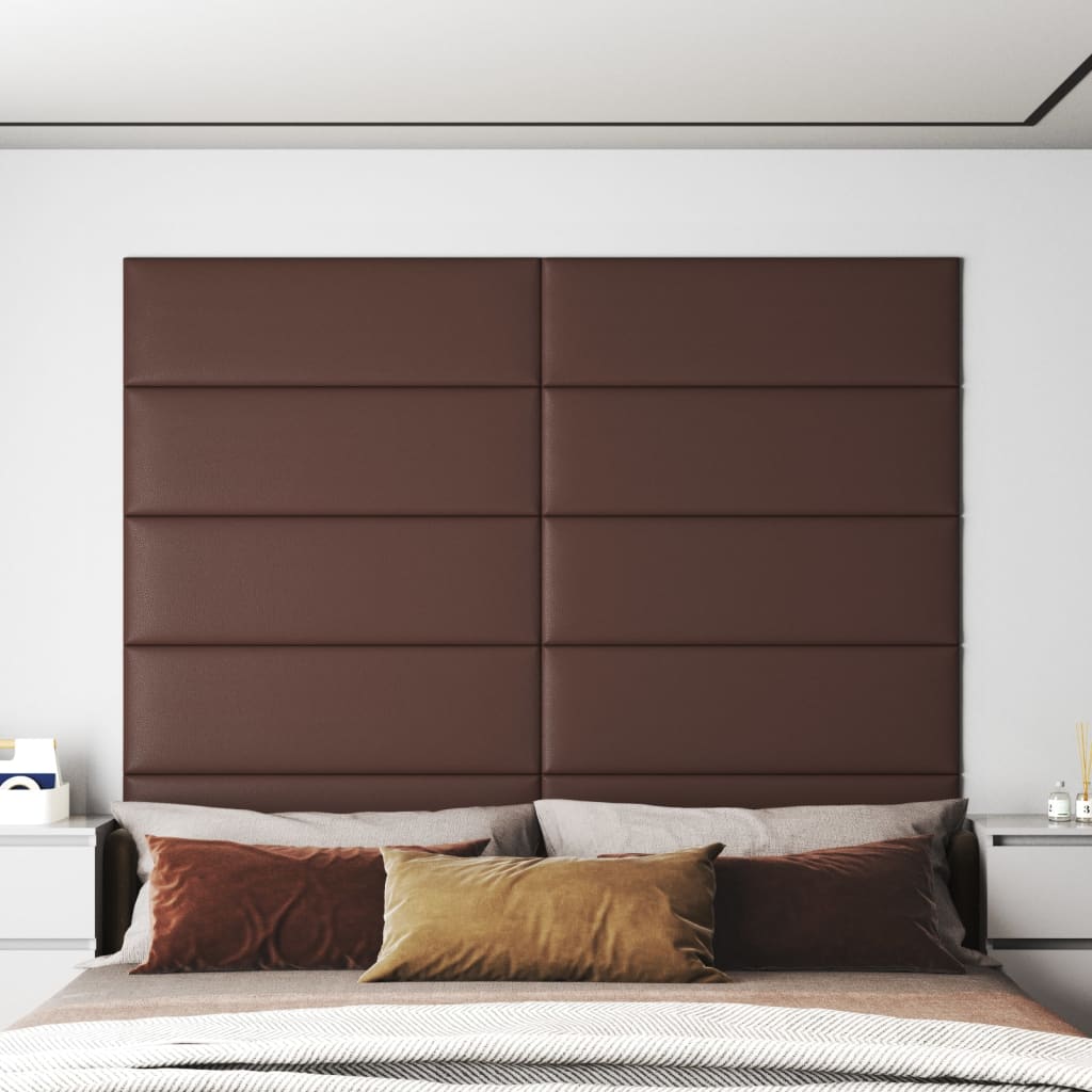 Panneaux muraux vidaxl 12 st 3,24 m² 90x30 cm en cuir artificiel marron