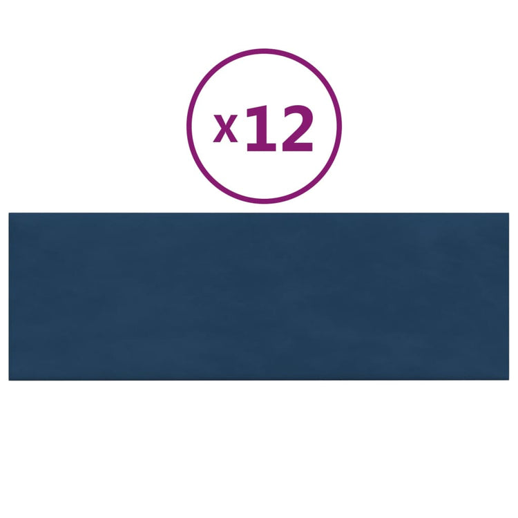 Panneaux muraux vidaxl 12 ST 3,24 m² 90x30 cm en velours bleu