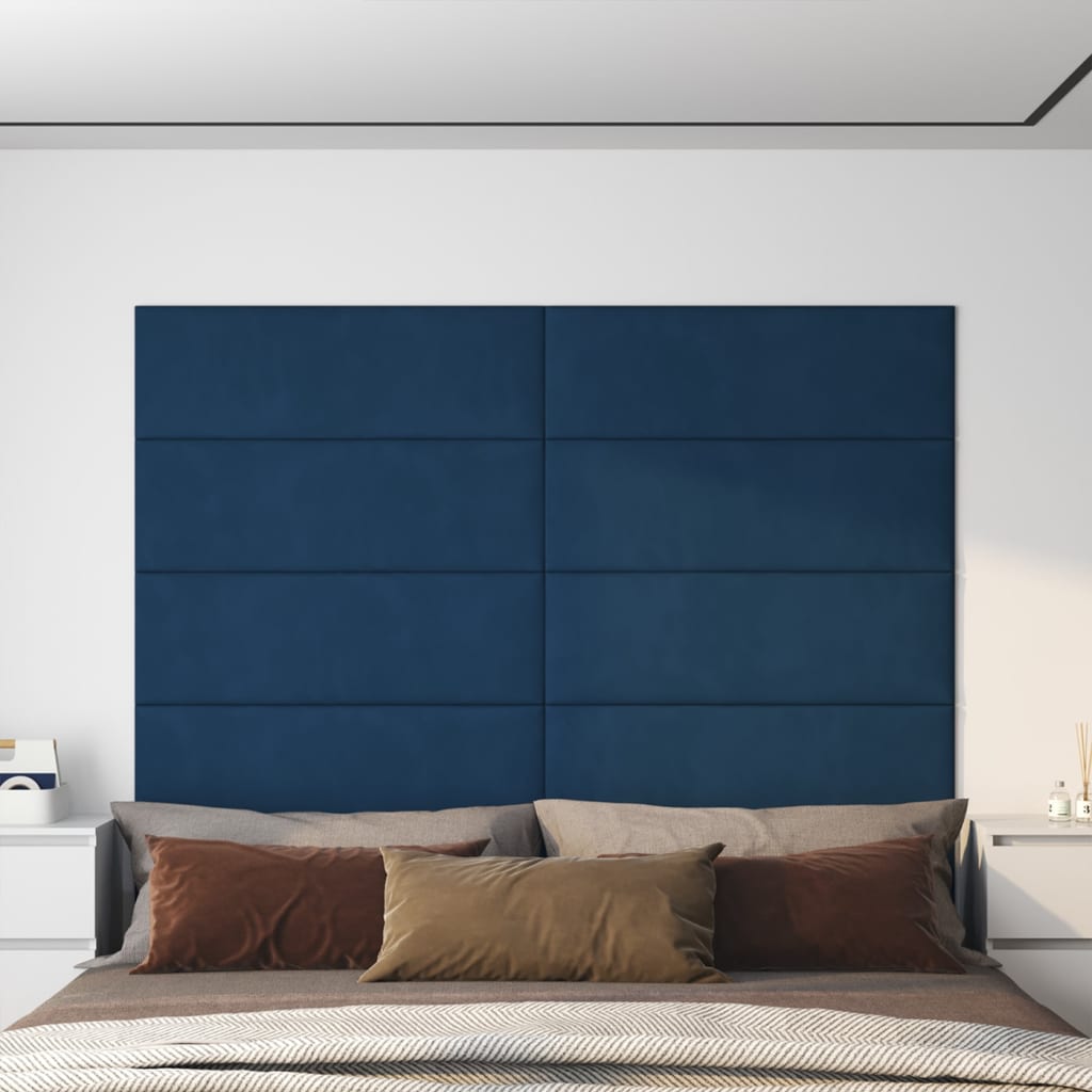 Panneaux muraux vidaxl 12 ST 3,24 m² 90x30 cm en velours bleu