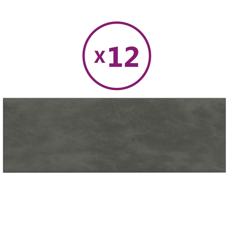 Panneaux muraux Vidaxl 12 st 3,24 m² 90x30 cm en velours gris foncé
