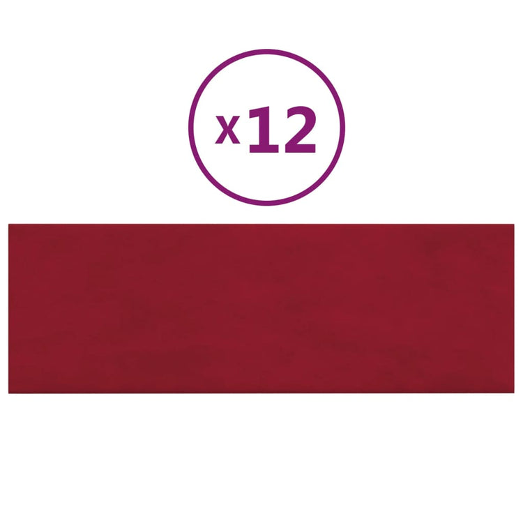 Panneaux muraux Vidaxl 12 ST 3,24 m² 90x30 cm Velvet Wine rouge