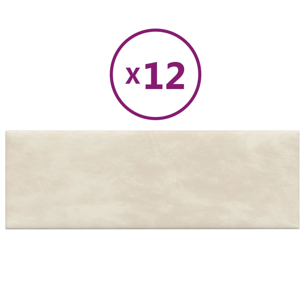 Panneaux muraux Vidaxl 12 ST 3,24 m² 90x30 cm Crème en velours -colore