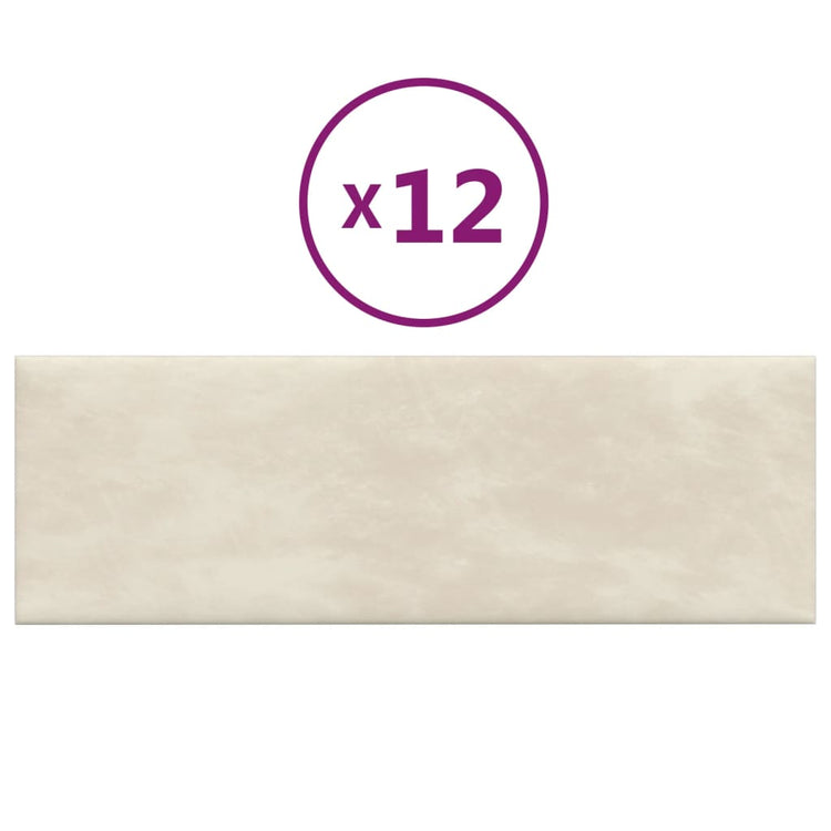 Panneaux muraux Vidaxl 12 ST 3,24 m² 90x30 cm Crème en velours -colore