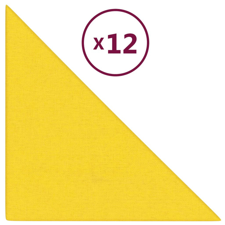 Panneaux muraux vidaxl 12 pcs 0,54 m² 30x30 cm Tissu jaune clair
