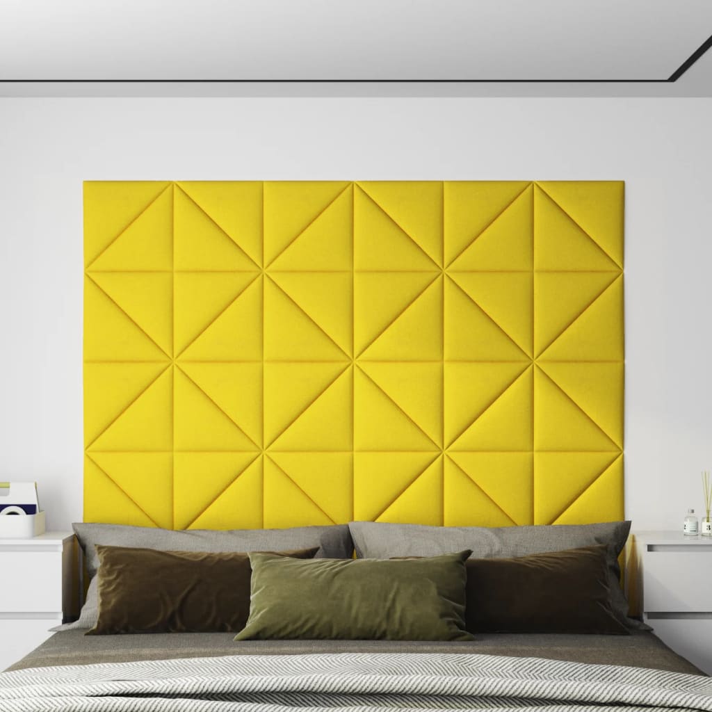 Panneaux muraux vidaxl 12 pcs 0,54 m² 30x30 cm Tissu jaune clair