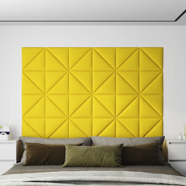 Panneaux muraux vidaxl 12 pcs 0,54 m² 30x30 cm Tissu jaune clair