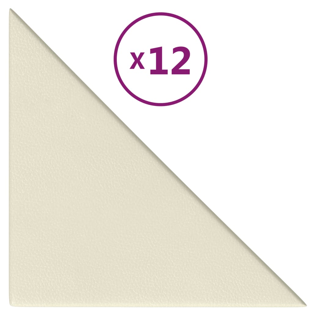 Panneaux muraux Vidaxl 12 PCS 0,54 m² 30x30 cm Crème en cuir artificiel -Colore