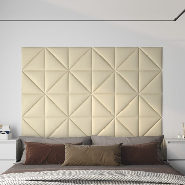 Panneaux muraux Vidaxl 12 PCS 0,54 m² 30x30 cm Crème en cuir artificiel -Colore