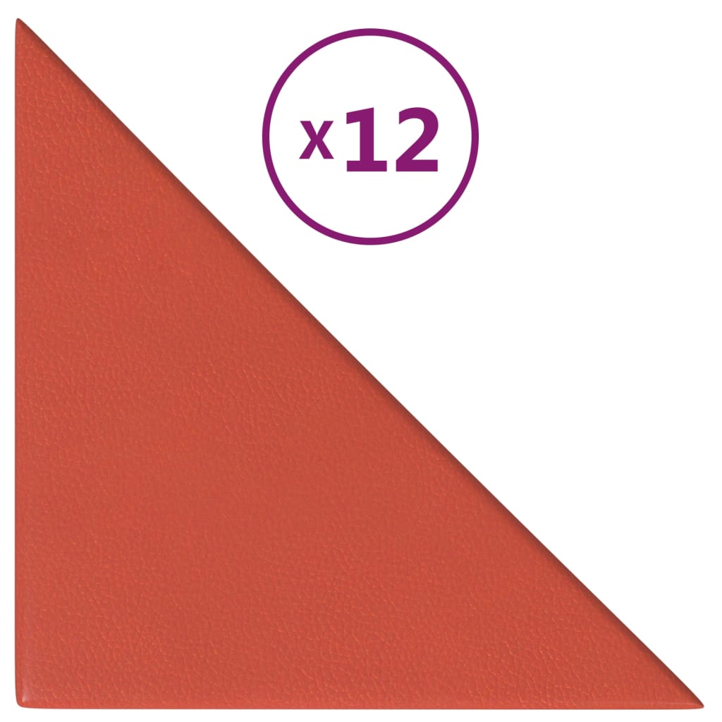 Panneaux muraux vidaxl 12 pcs 0,54 m² 30x30 cm en cuir artificiel rouge