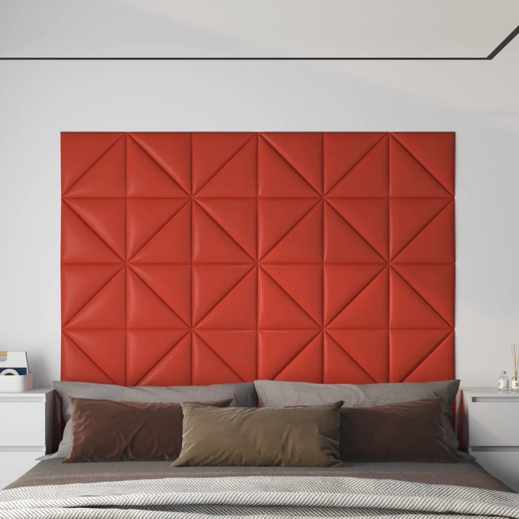 Panneaux muraux vidaxl 12 pcs 0,54 m² 30x30 cm en cuir artificiel rouge