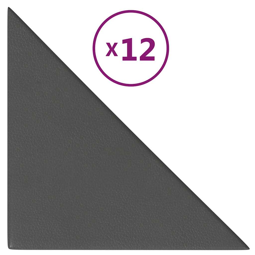Panneaux muraux vidaxl 12 pcs 0,54 m² 30x30 cm en cuir artificiel gris