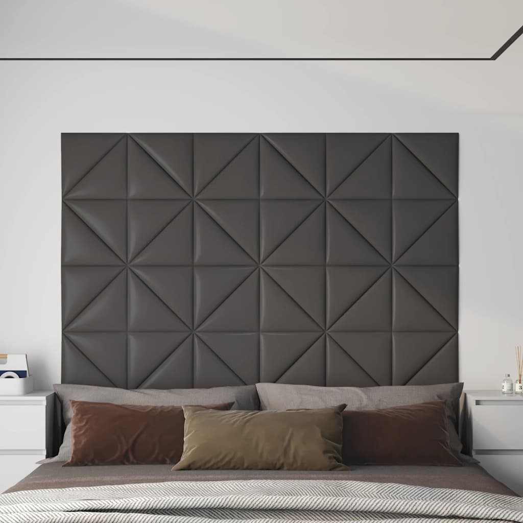 Panneaux muraux vidaxl 12 pcs 0,54 m² 30x30 cm en cuir artificiel gris