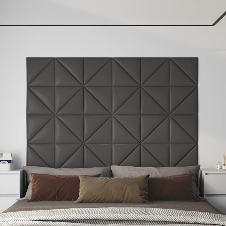 Panneaux muraux vidaxl 12 pcs 0,54 m² 30x30 cm en cuir artificiel gris