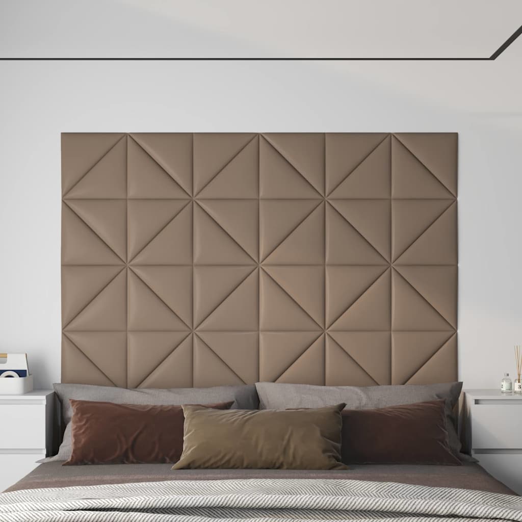 Panneaux muraux vidaxl 12 pcs 0,54 m² 30x30 cm en cuir art cappuccinocolide