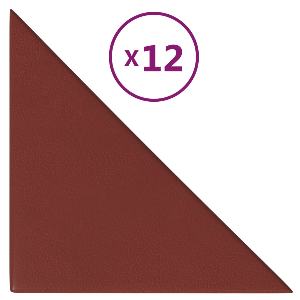 Panneaux muraux vidaxl 12 pcs 0,54 m² 30x30 cm Vin en cuir artificiel rouge
