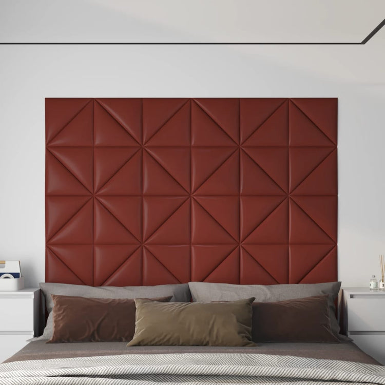 Panneaux muraux vidaxl 12 pcs 0,54 m² 30x30 cm Vin en cuir artificiel rouge