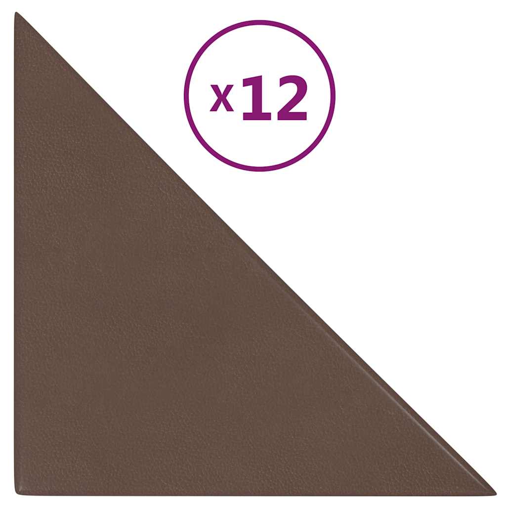 Panneaux muraux vidaxl 12 pcs 0,54 m² 30x30 cm en cuir artificiel marron