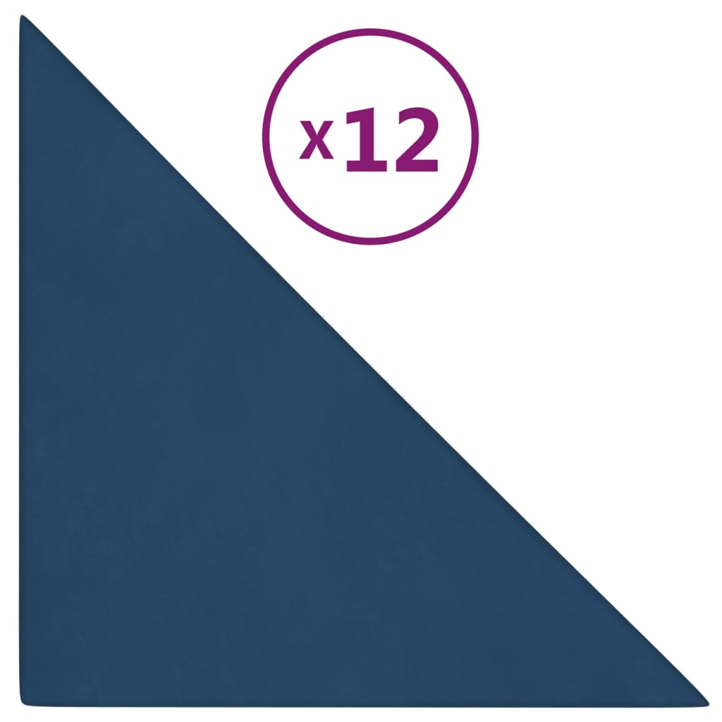 Panneaux muraux vidaxl 12 pcs 0,54 m² 30x30 cm en velours bleu
