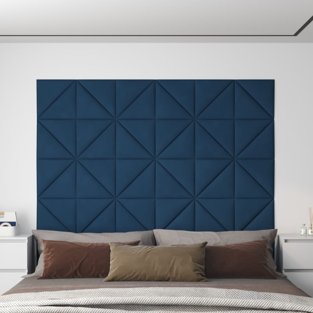 Panneaux muraux vidaxl 12 pcs 0,54 m² 30x30 cm en velours bleu