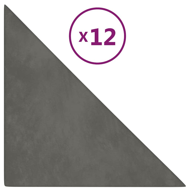 Panneaux muraux vidaxl 12 pcs 0,54 m² 30x30 cm en velours gris foncé