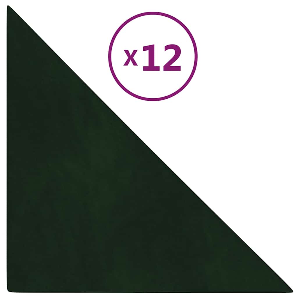 Panneaux muraux vidaxl 12 pcs 0,54 m² 30x30 cm Velvet vert foncé