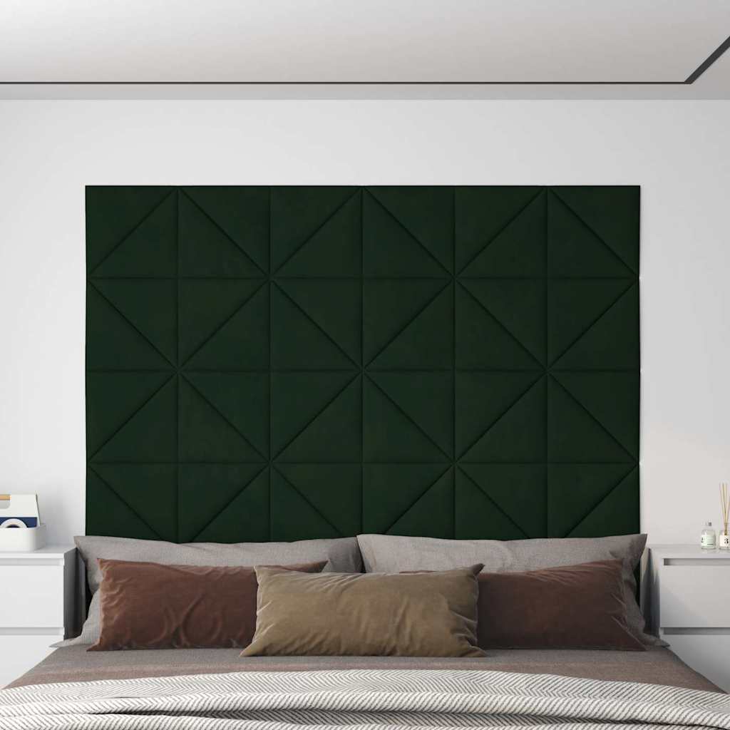 Panneaux muraux vidaxl 12 pcs 0,54 m² 30x30 cm Velvet vert foncé