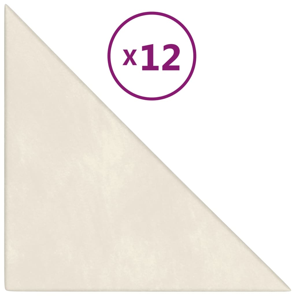 Panneaux muraux Vidaxl 12 PCS 0,54 m² 30x30 cm Crème en velours -colore