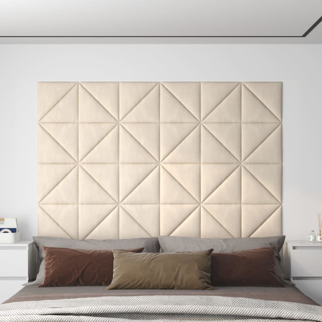 Panneaux muraux Vidaxl 12 PCS 0,54 m² 30x30 cm Crème en velours -colore