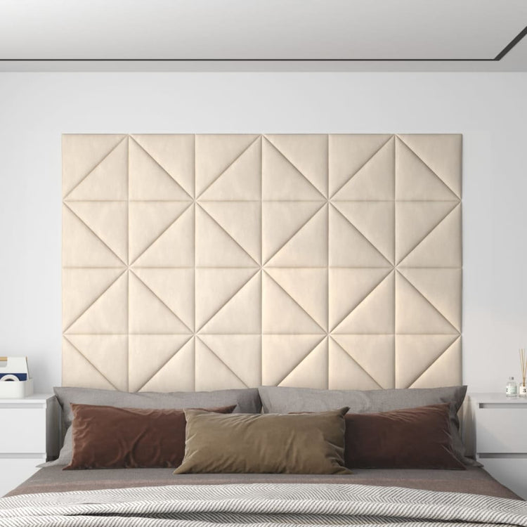 Panneaux muraux Vidaxl 12 PCS 0,54 m² 30x30 cm Crème en velours -colore