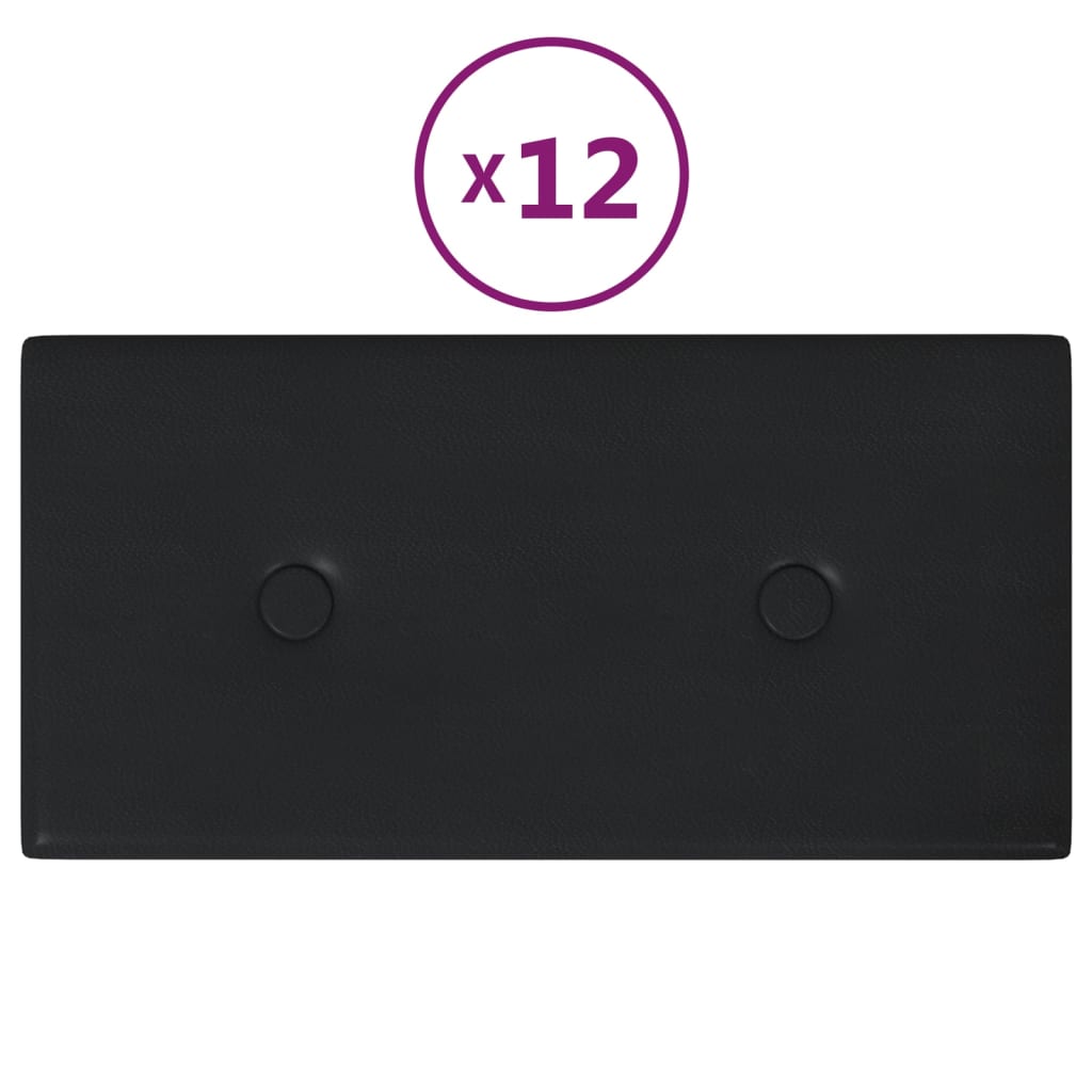 Panneaux muraux vidaxl 12 pcs 0,54 m² 30x15 cm en cuir artificiel noir