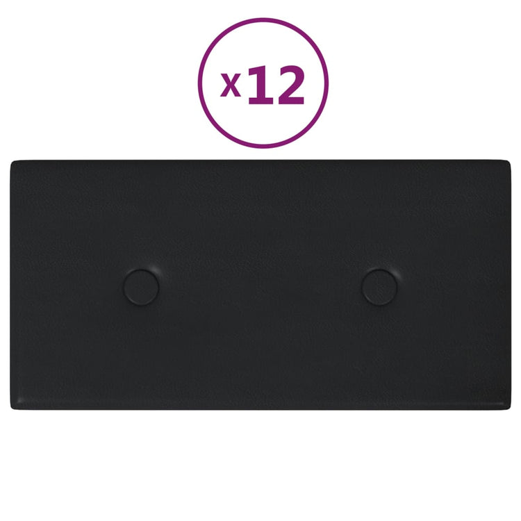 Panneaux muraux vidaxl 12 pcs 0,54 m² 30x15 cm en cuir artificiel noir