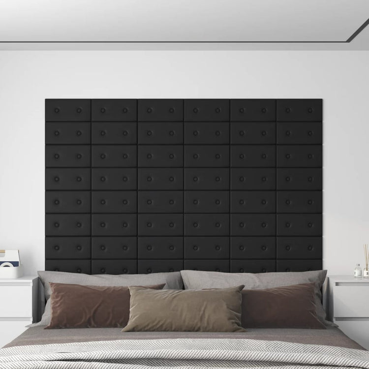 Panneaux muraux vidaxl 12 pcs 0,54 m² 30x15 cm en cuir artificiel noir