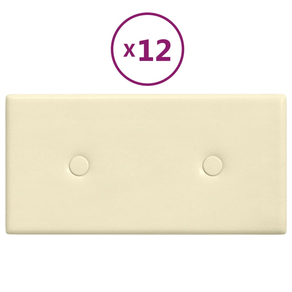 Panneaux muraux Vidaxl 12 PCS 0,54 m² 30x15 cm Crème en cuir artificiel -Colored